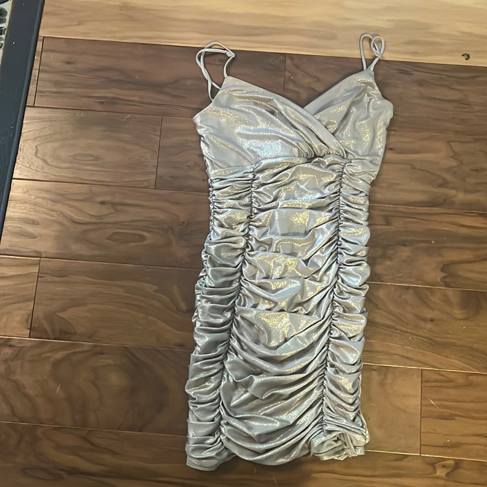 Silver Lucy in the Sky mini dress